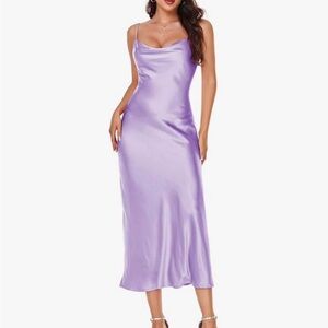 Elegant Lavender Satin Slip Dress